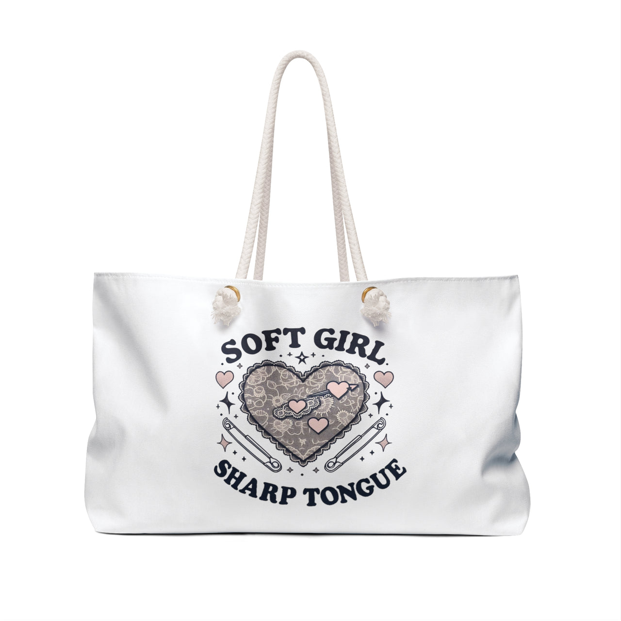 Soft Girl Sharp Tongue Weekender Bag | Edgy & Cute Travel Tote, Stylish Overnight Bag, Feminine Aesthetic, Gift for Her, Weekend Essential