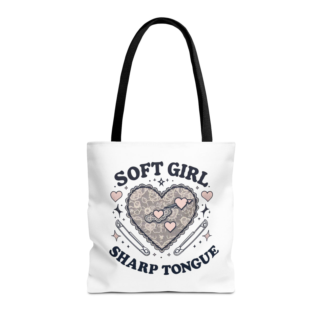 Soft Girl Sharp Tongue Tote Bag | Cute & Edgy Canvas Bag, Feminine Aesthetic, Reusable Grocery Bag, Everyday Accessory, Gift for Her