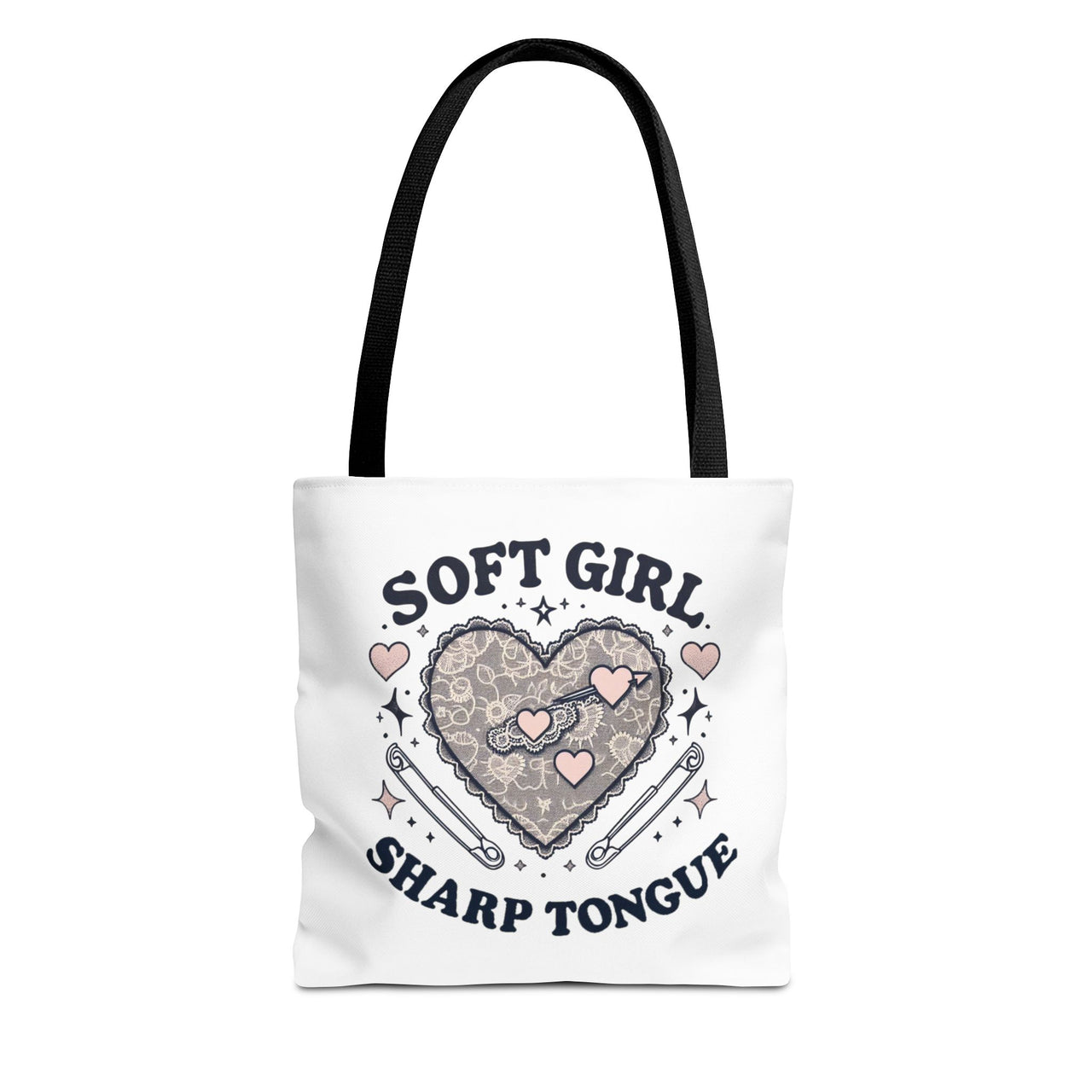 Soft Girl Sharp Tongue Tote Bag | Cute & Edgy Canvas Bag, Feminine Aesthetic, Reusable Grocery Bag, Everyday Accessory, Gift for Her