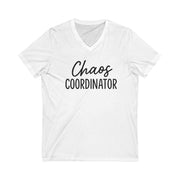 White t-shirt with 'Chaos Coordinator' text on a white background