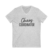 Gray t-shirt with 'Chaos Coordinator' text on a white background