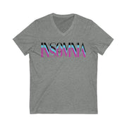 Gray t-shirt with 'INSOMNIA' text in colorful font on a white background